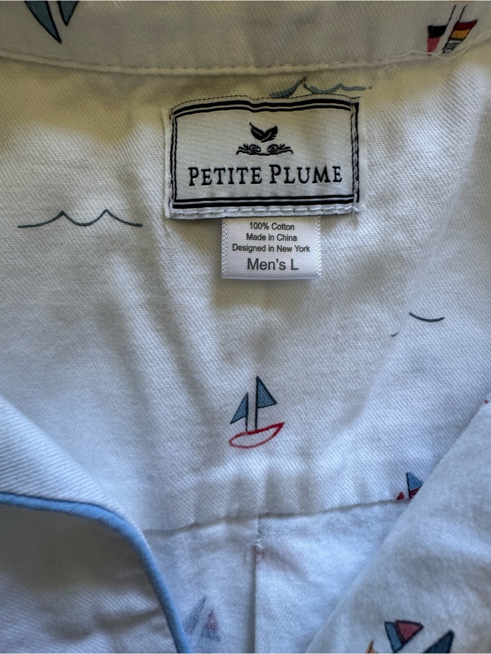 Men’s White Cotton Nautical Print Pajama bundle - Picture 6 of 7